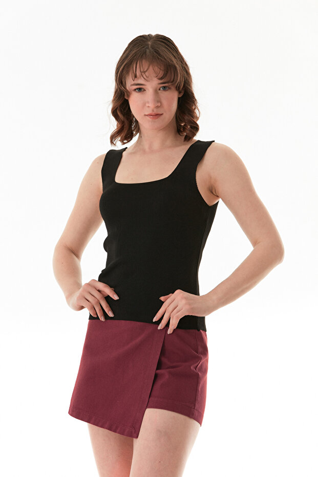 Basic Kare Yaka Triko Bluz - 2