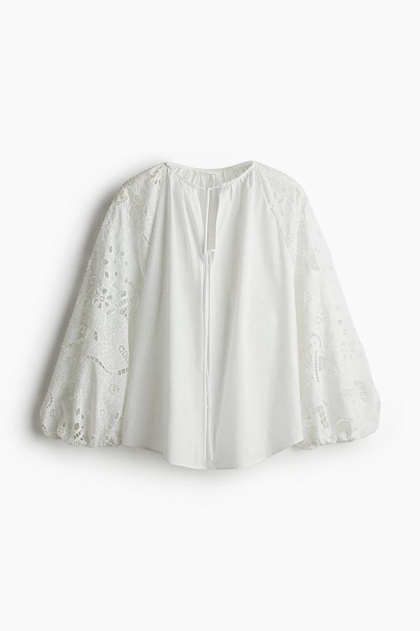 Nakış İşlemeli Poplin Bluz - 1