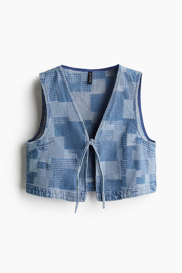 Patchwork Görünümlü Kot Yelek - 1