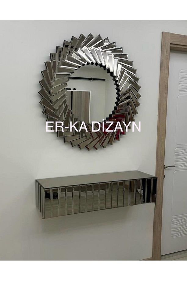 Ayna *BRONZ* Ultra Lüks Dresuar Petek Üstü Uçan Raf Çekmeceli Dresuar Aynalı Kalorifer Peteği Seti - 3