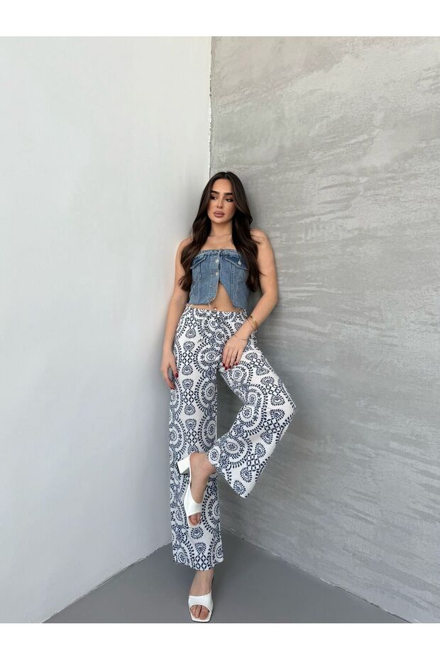 Linen Blended Loose Cut Trousers Yeni̇ket-333