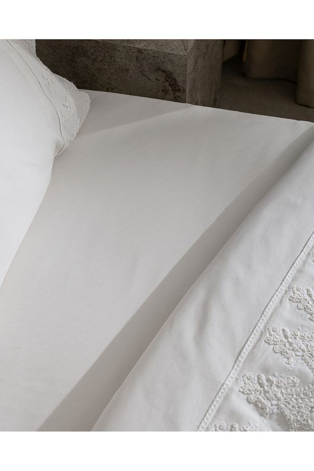 Modena King Size %100 Pamuk Brodeli Nevresim Takımı - Beyaz - 8