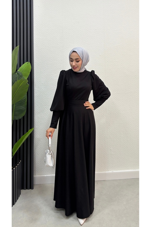 Balon Kol Tesettür Elbise - 4