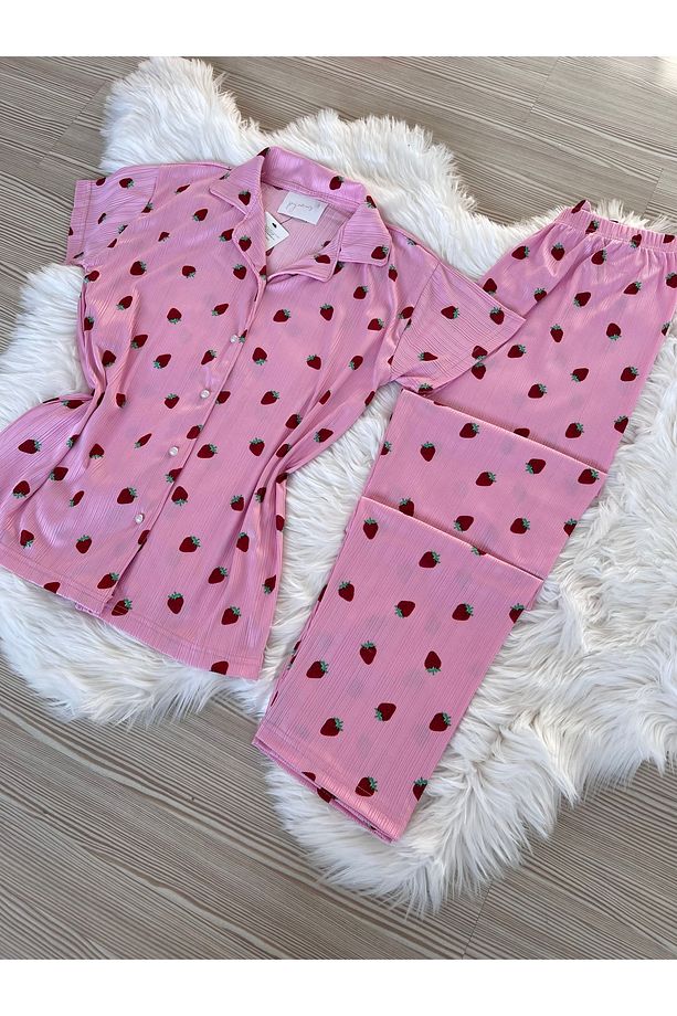 Pembe Çilek Desenli Pegasus Pijama Takımı - 7