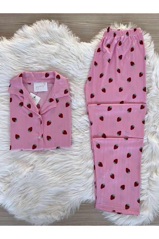 Pembe Çilek Desenli Pegasus Pijama Takımı - 1