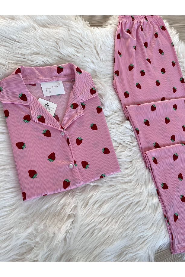 Pembe Çilek Desenli Pegasus Pijama Takımı - 3