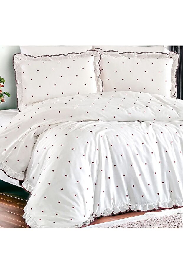 Nazik Home Hearted Duvet Cover Set - 100% Cotton