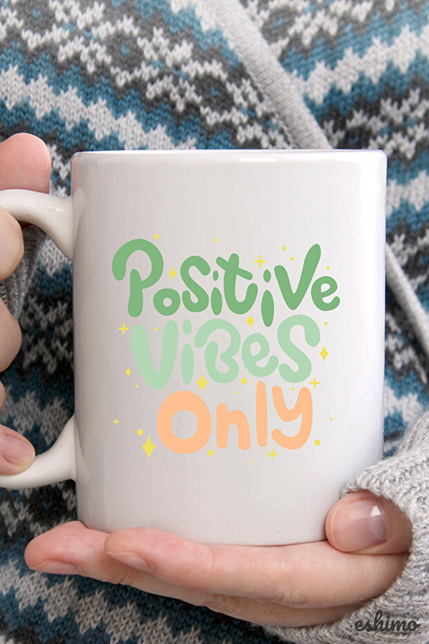 Positive Vibes Obly Designed White Mug