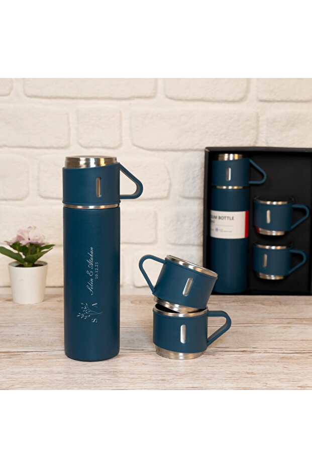 Mobgift Isim Baskılı Paslanmaz Çelik Termos 2 Bardaklı - 2