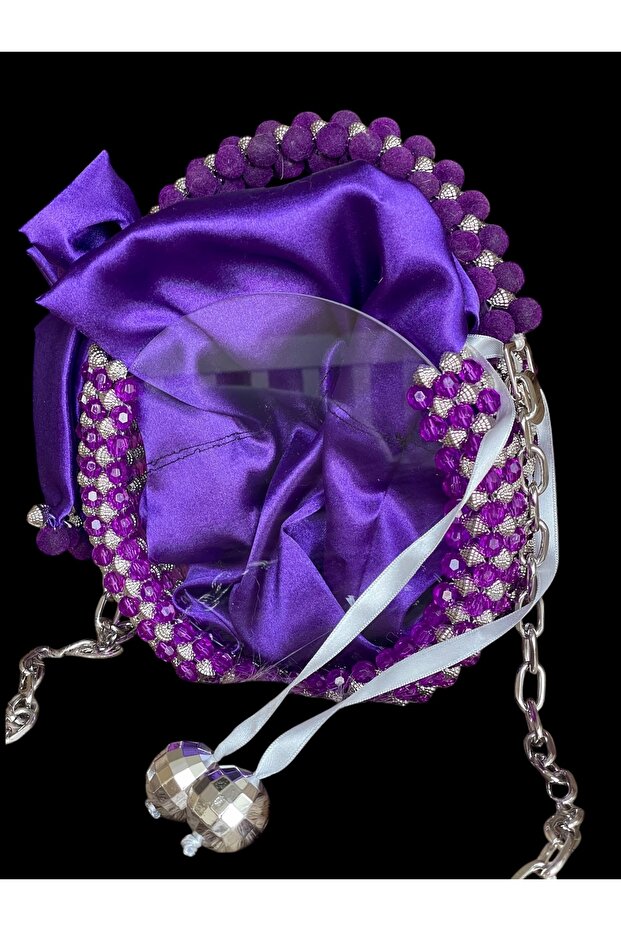 Şefaf mor boncuk çanta - 3