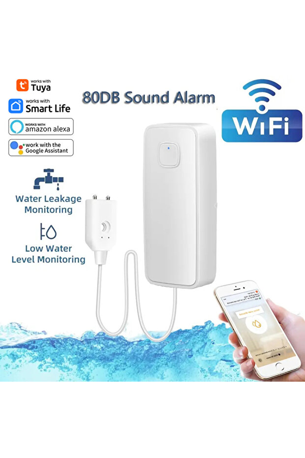 898FT Tuya WiFi Smart Water Leak Sensor كاشف مستوى فيضان المياه نظام إنذار صوتي 80 ديسيبل للفيضانات