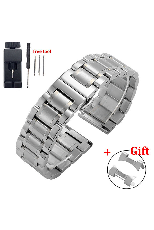 20mm Silver Curved End Universal Strap 12/13/14/15/16/17/18/19/20/21/22/23/24mm Solid Stainless Stee