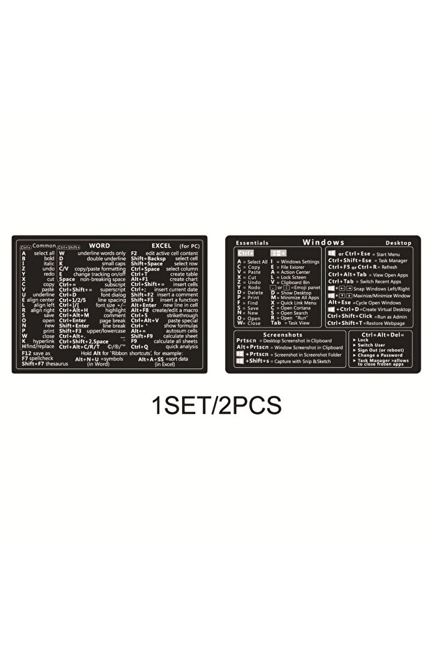 29FBlack Windows + Word/Excel Quick Reference Guide Keyboard Shortcut Stickers, Laptop Keyboard Shor