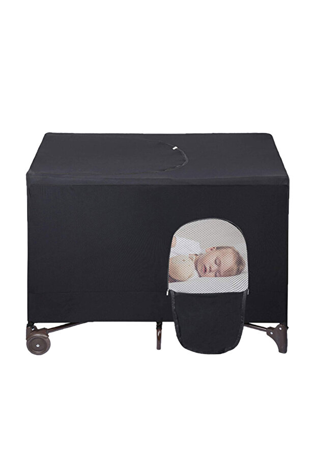 A Blackout Crib Canopy Cover Stretchable Breathable Portable Baby Bed Blackout Tent Safety Compact .