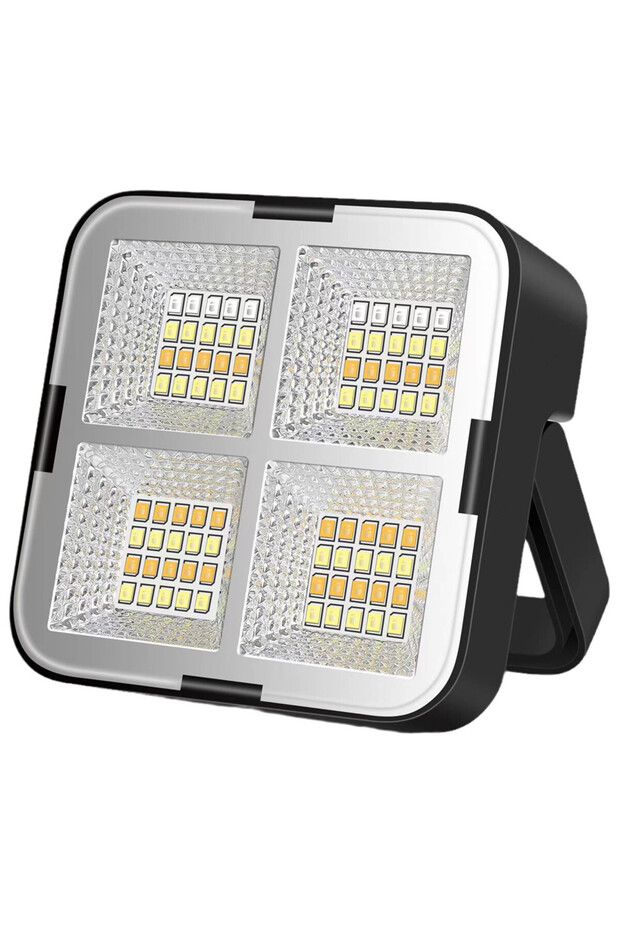 GJ-HB-6220 مصباح LED أسود قوي يعمل بالطاقة الشمسية مع إمكانية إعادة الشحن عبر USB وكشاف LED عاكس وجهاز عرض