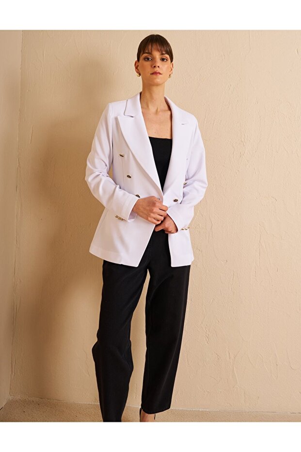 سترة بليزر بأزرار - أبيض بصري - 3