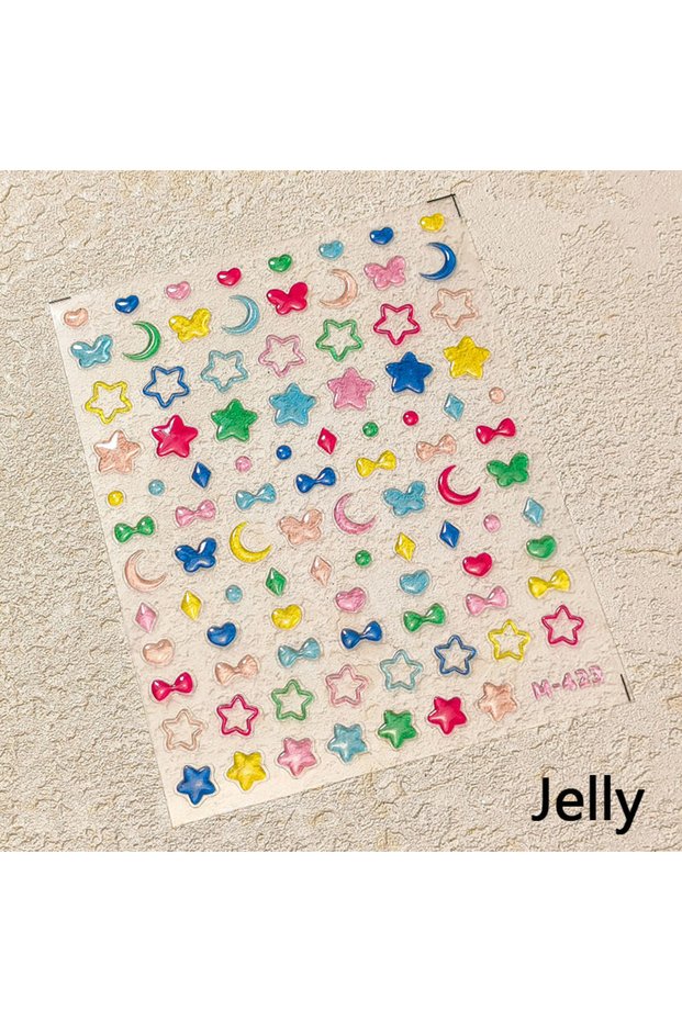 M423 5D Cute Moon Star Heart Butterfly Bow Nail Stickers High Quality Star Moon Butterfly Nail Art S