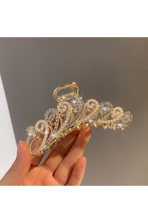 Gold Elegant Gold Hollow Geometric Metal Hair Claw Vintage Hair Clips For Women Headband Hairpin Hai