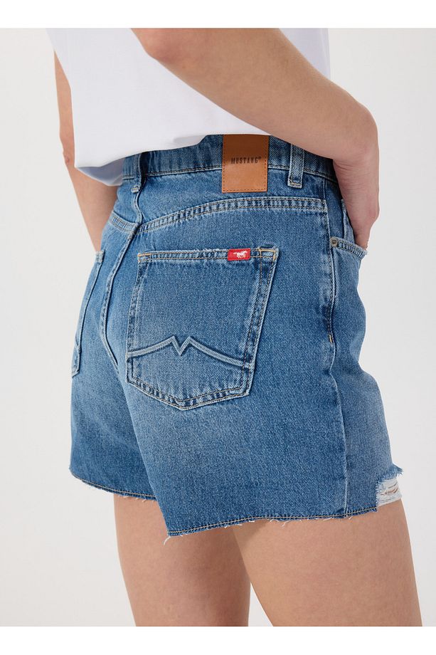 Standart Bel Normal Mavi Kadın Denim Şort M5SL-SRT1119 - 5