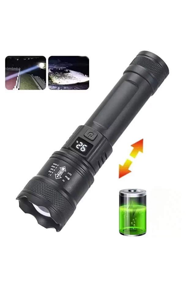 Built in Battery Style B High Power LED Flashlight USB Rechargeable Torch Strong Light Flashlight Lo - 1
