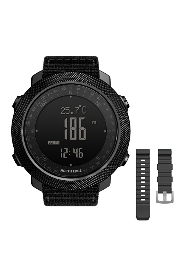 Black-Black NORTH EDGE Mens Smart Watch Army Clock Compass Altimeter Barometer Pedometer Running Di