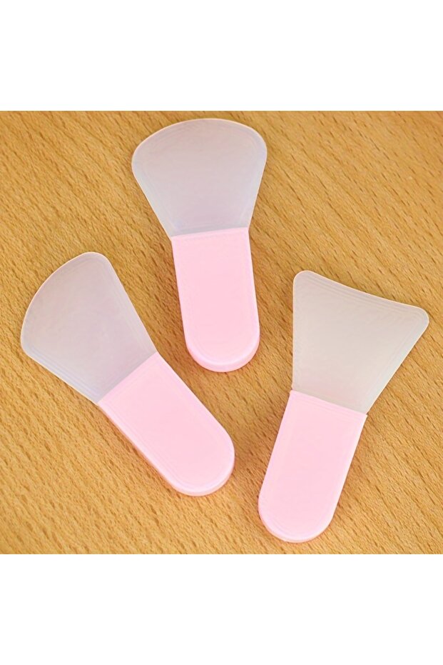 3PC-Pink 3 Pieces Mask Applicator Brush Soft Silicone Brush, Mini Makeup Spatula Facial Beauty Tool