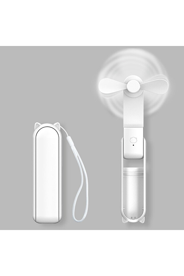 White Portable Mini Fan, USB Rechargeable, 3-speed Adjustable, Foldable Handheld Fan, Suitable for W