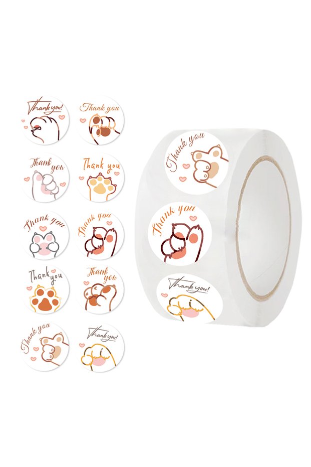 500pcs All 500PCS Cute Cartoon Paw Print Stickers Dog Cat Bear Paw Labels Stickers For Thank You Sti