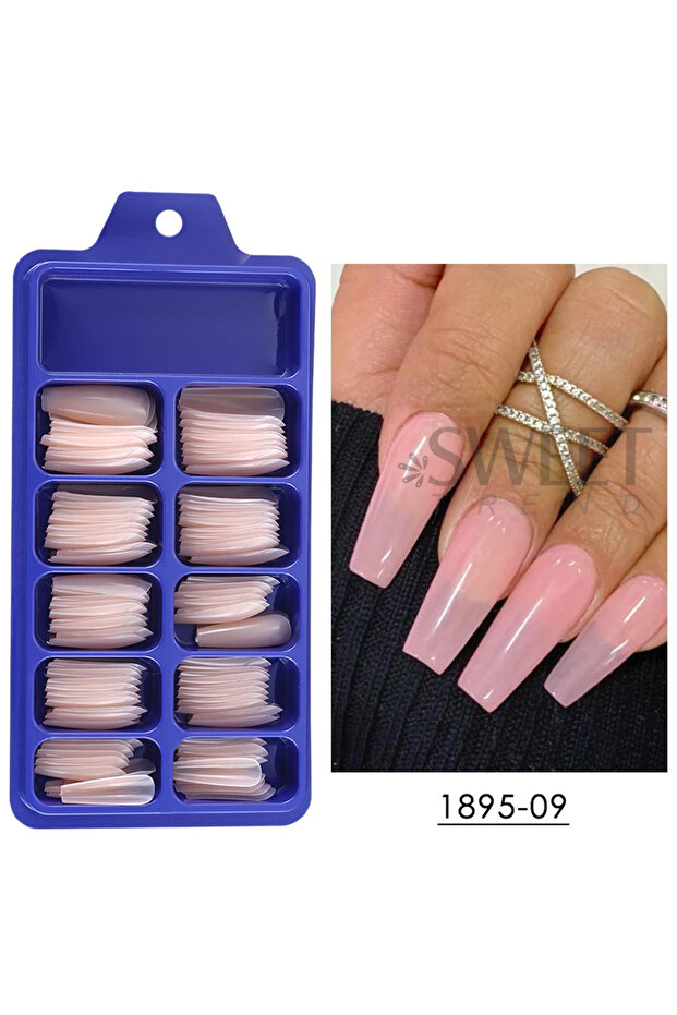 1895-09 100pcs Nude Pink False Nail Press On Nails Acrylic Extension Coffin Forms Nail Tips Artifici