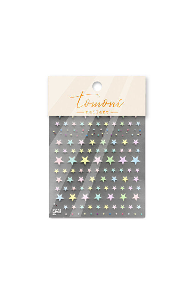 T-2743 (Flat) 1pcs 5D Relief Kawaii Colorful Star Nail Art Stickers Multi Macaron Mangxing Nail Deco