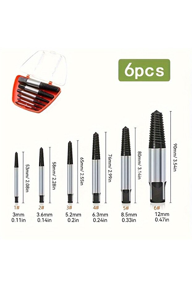 B 5/6pcs Screw Extractor Metal Drill Bit Set Damaged Screws Remover Extractor Woodworking Tools Bro.