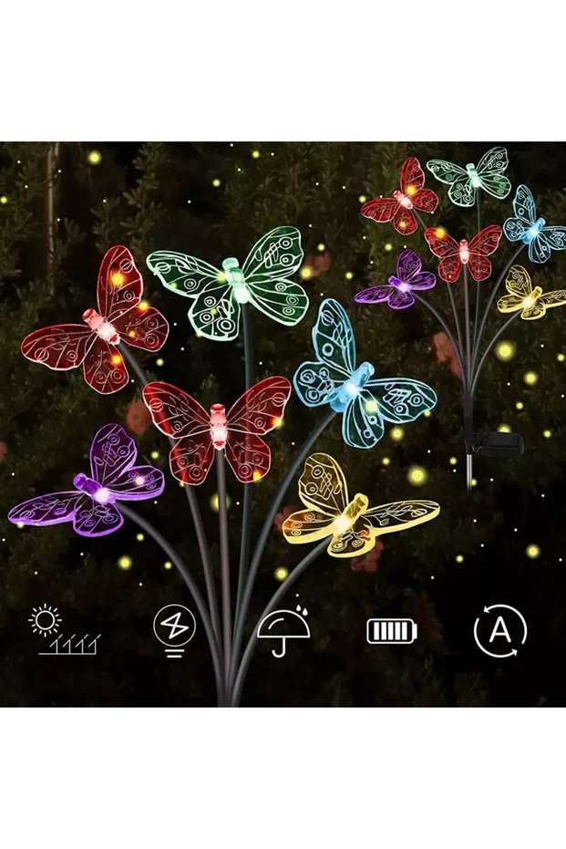 0-5W four colors Garden Solar Butterfly Lights Outdoor 6LED Decor Light Waterproof Stake Lights For