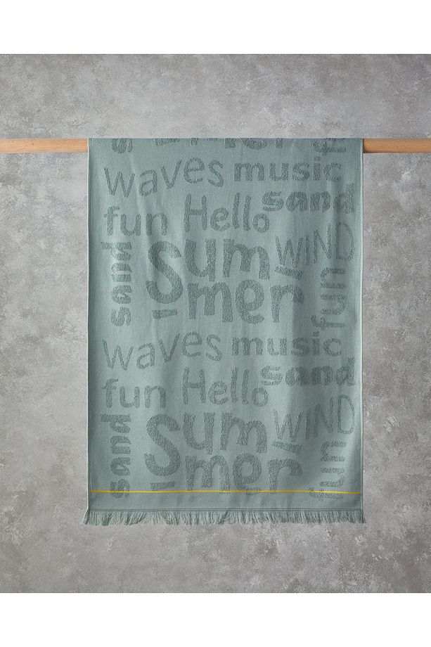 Dynamic Word Pamuklu Plaj Havlusu 70x140 cm Sage - 1