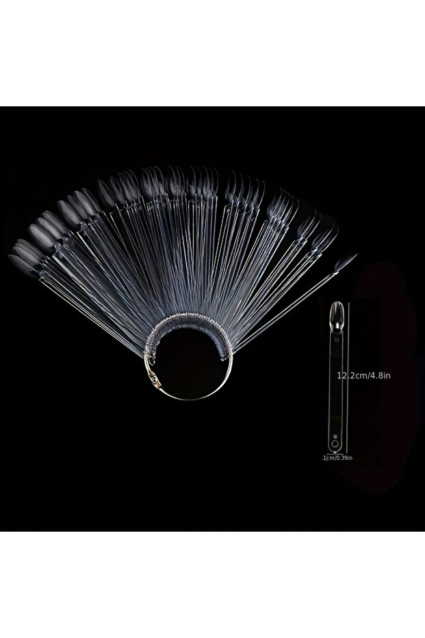 Bp002-4 50Pcs Nail Sample Stick with Ring, Clear Fan Nail Polish Practice Display Tips Nail Sample S