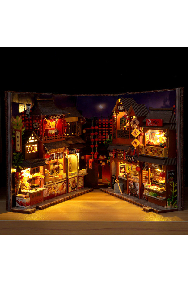 TC27 Diy Book Nook Doll House Miniature Wooden Bookshelf Shelf Insert Miniatures Home Model Kit Doll