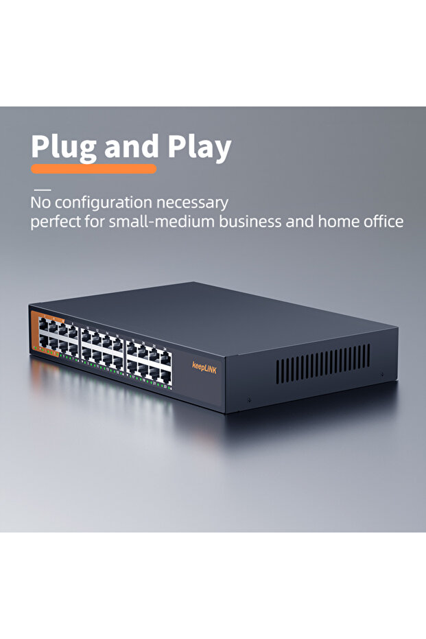 Switch with EU Plug KeepLiNK 24-Port Gigabit Ethernet Switch Unmanaged Plug and Play - 3