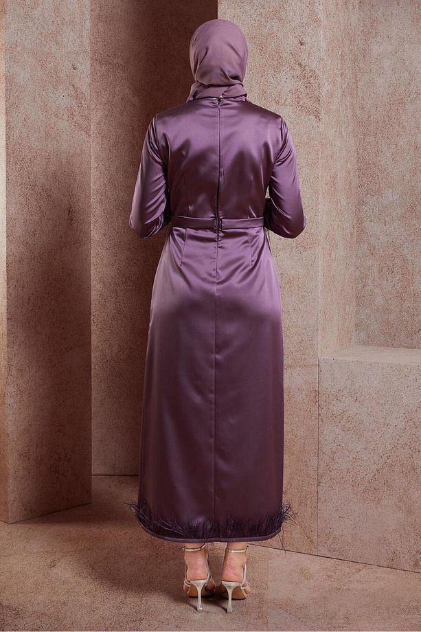 TÜY DETAYLI TAŞLI ELBİSE 43939 - 3