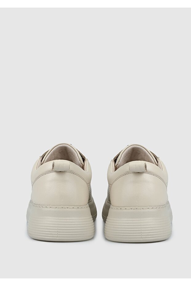 Bej Deri Kadın Sneaker - 4