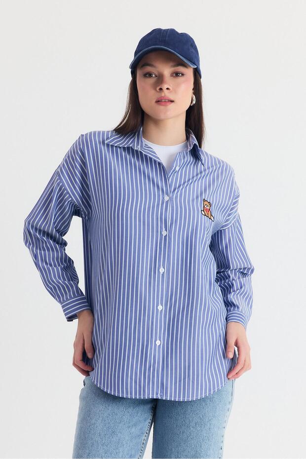 Cămașă oversize brodata Saks Teddy Bear 4689A - 8