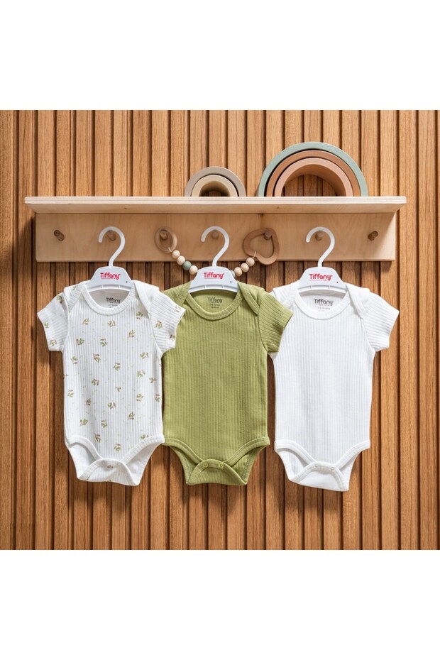 Baby Green Plant Theme 3-Piece Half Sleeve Bodysuit 48008
