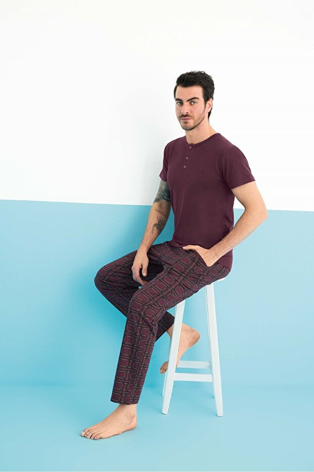 AYDOĞAN Erkek Modal Kısa Kol Pijama Takımı - 2