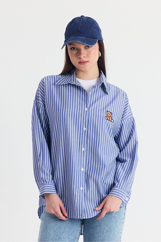Cămașă oversize brodata Saks Teddy Bear 4689A - 4