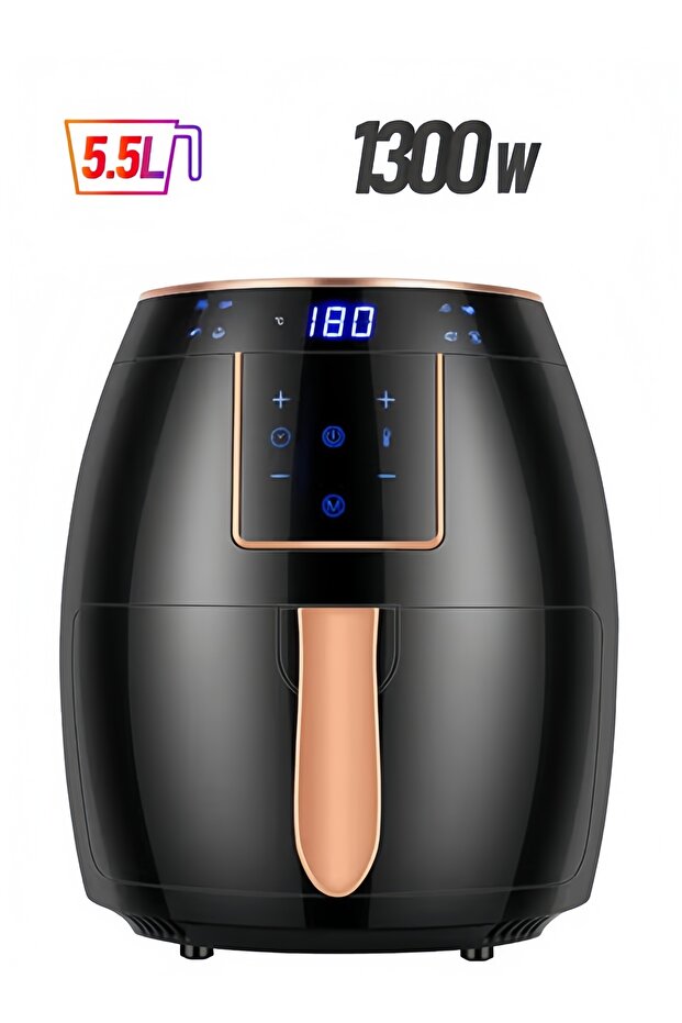 5.5L Multifunctional Electric Fryer, 1300W Smart Touch LCD Display with Timer Black