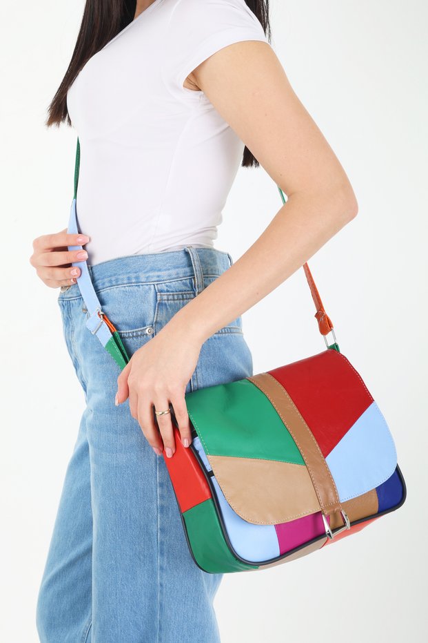 Genuine Leather Cover Women's Shoulder Bag / Summer Leather Bag in Light Colors
