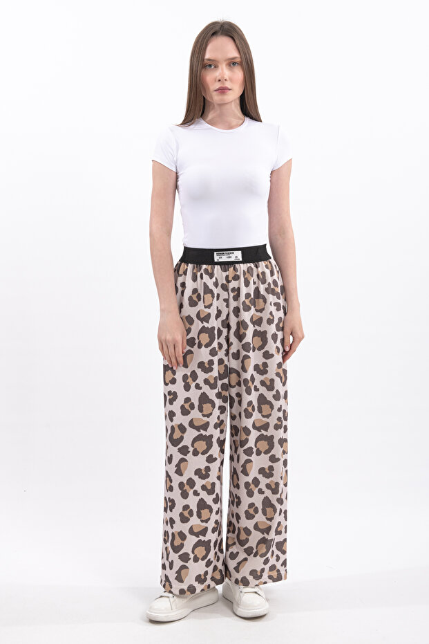 Hatunatila Leopard Printed Thin Woven Knitwear Skirt Pants