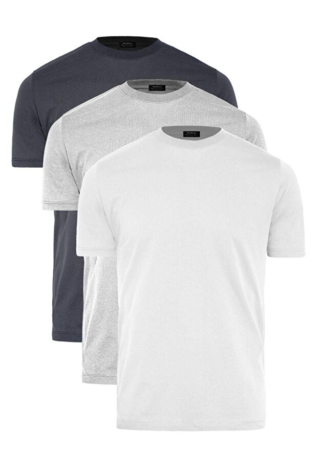 Basic Men's 3-Piece Multi T-Shirt White, Gray, Smoke 7011