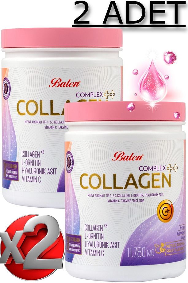 2 Adet Collagen Complex Meyve Aromalı Tip 1,2,3 Kolajen , L-ornitin, Hyaluronik Asit, Vitamin C - 1