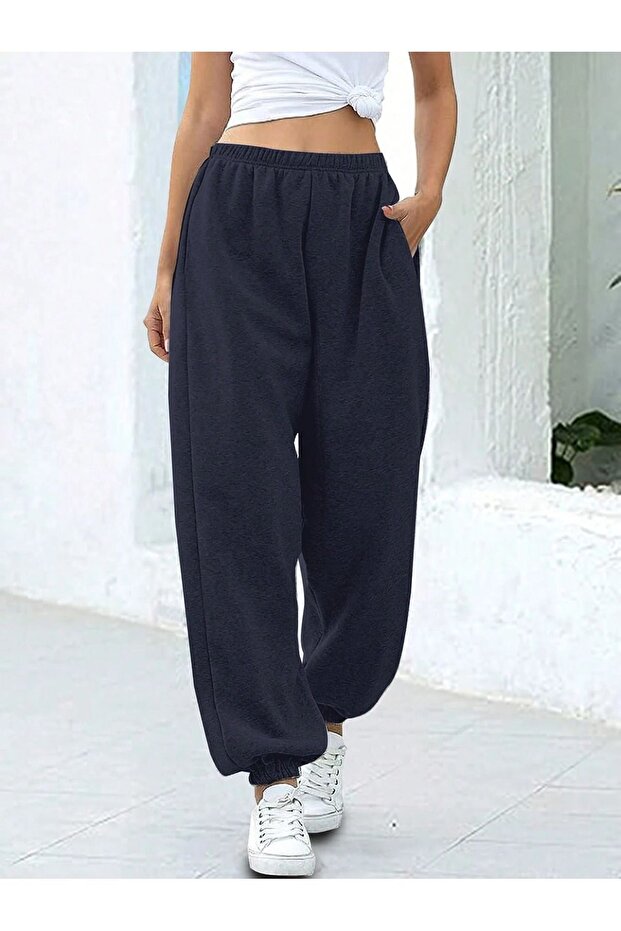 Women's Oversize Pocketed Rubber Leg Sweatpants