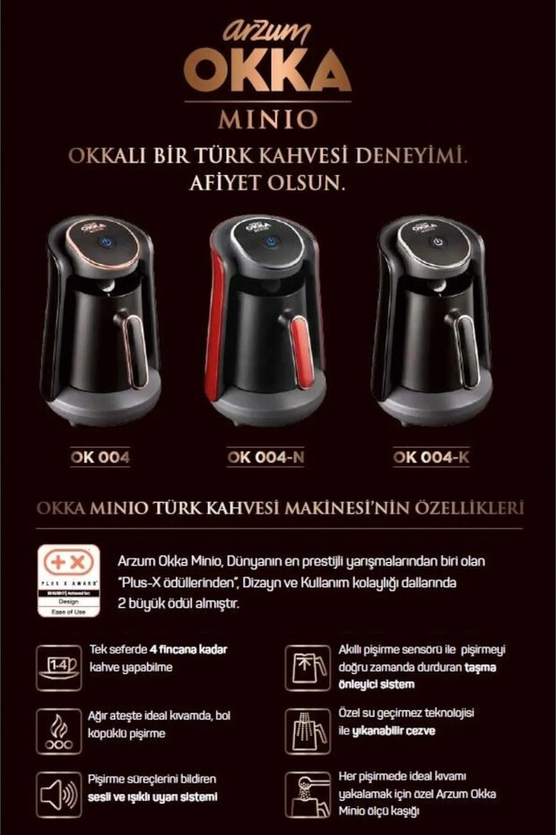 Okka Minio Türk Kahvesi Makinesi 4 Fincan Kapasiteli Bakır - OK004 - 3