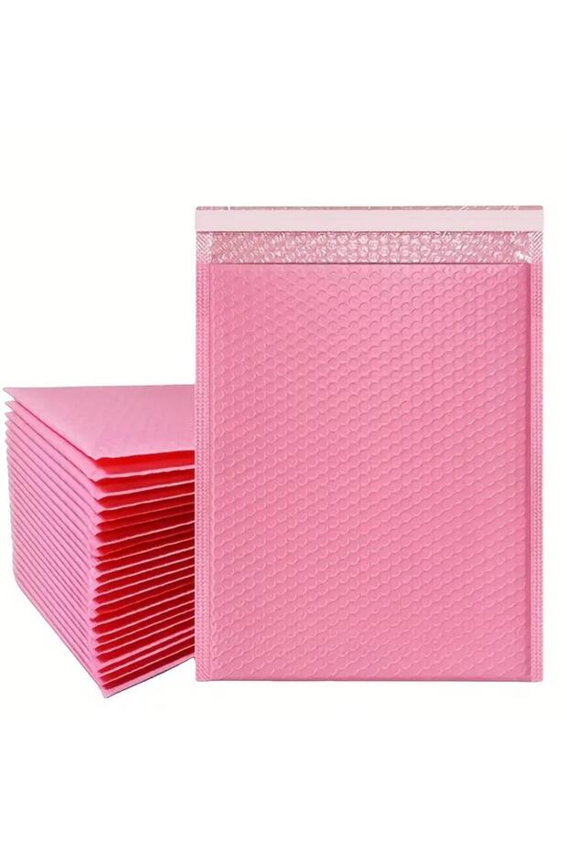 Bantlı Pembe Patpatlı Balonlu Kargo Poşeti E Ticaret poşeti 10 Adet 25x30+4 - 7